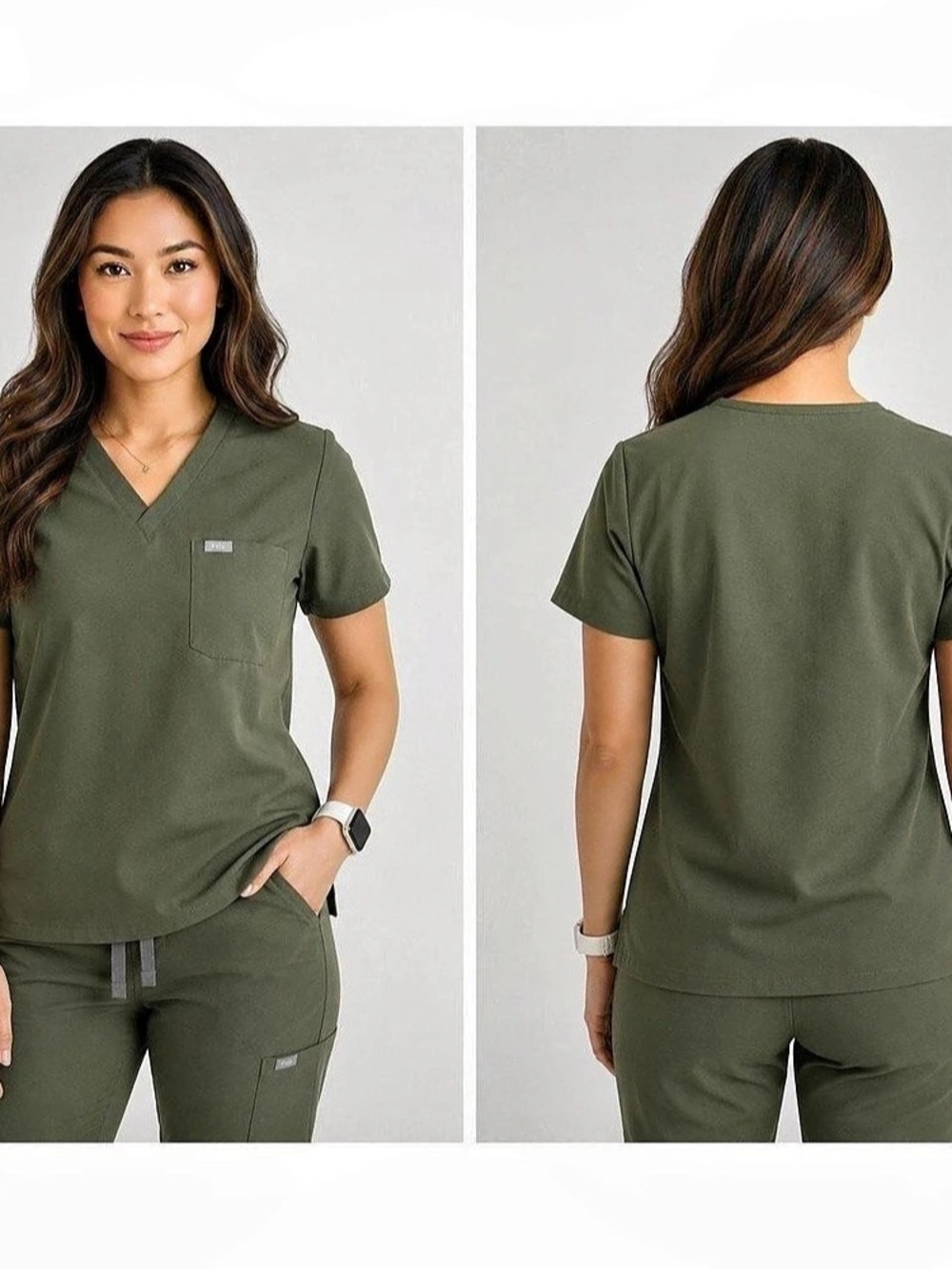 FIGS Catarina One-Pocket Scrub Top Olive Green
